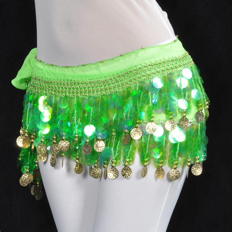 Dancewear chiffon gold coins belly dance hip scarf more colors